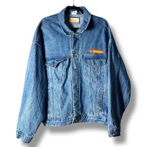 Nickelodeon TV Mens Sz XL Denim Jacket USA‎ Made Logo Embroidered Vintage 90s